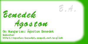 benedek agoston business card